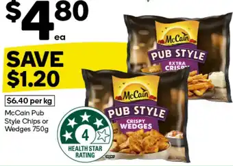 Woolworths McCain Pub Style Chips or Wedges offer