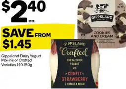 Woolworths Gippsland Dairy Yogurt Mix-Ins or Crafted offer