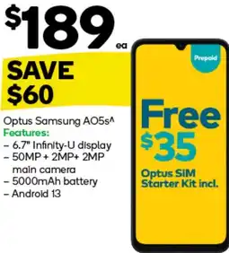 Woolworths Optus Samsung AO5s offer