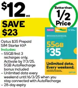 Woolworths Optus Prepaid SIM Starter Kit offer