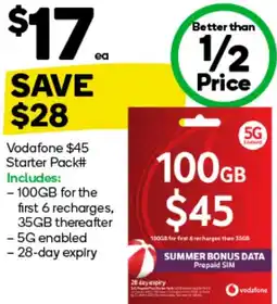 Woolworths Vodafone Starter Pack offer