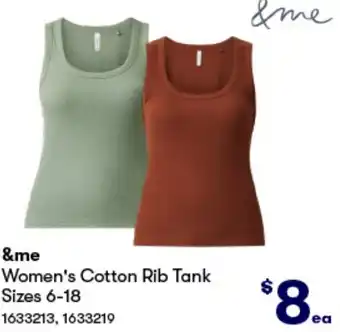 Woolworths &me Women's Cotton Rib Tank offer