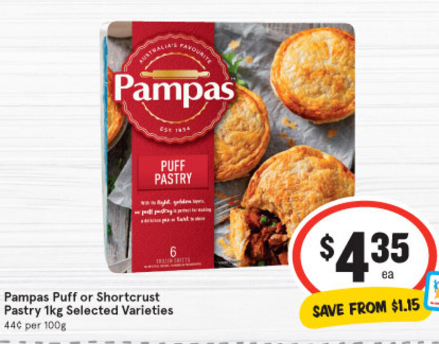 Pampas Puff or Shortcrust Pastry 1kg offer at IGA