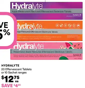 Priceline HYDRALYTE 20 Effervescent Tablets or 10 Sachet ranges offer