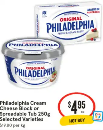 IGA Philadelphia Cream Cheese Block or Spreadable Tub offer