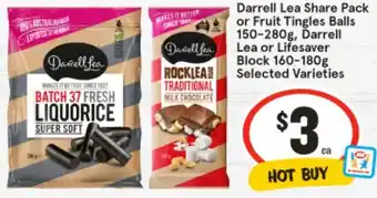 IGA Darrell Lea Share Pack or Fruit Tingles Balls, Darrell Lea or Lifesaver Block offer