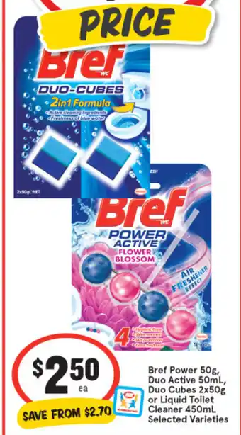 IGA Bref Power 50g, Dou Active 50ml, Dou Cubes 2x50g or Liquid Toilet Cleaner 450ml offer