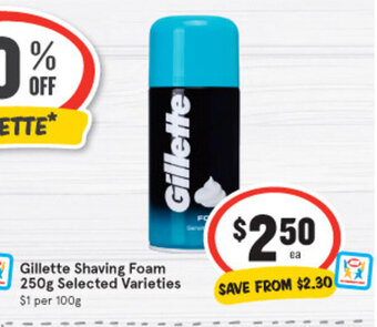 IGA Gillette Shaving Foam 250g offer
