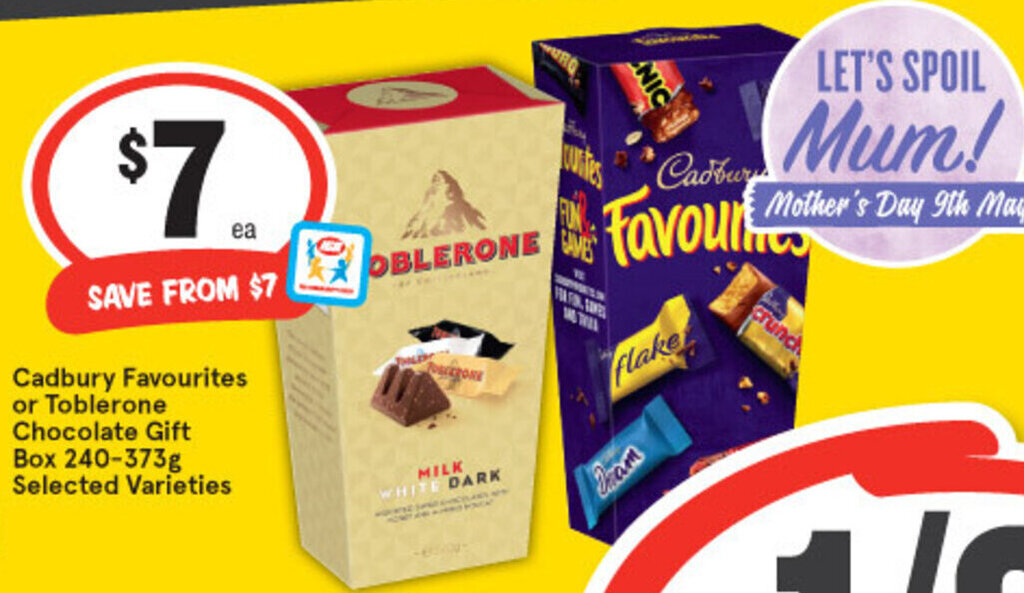 Cadbury Favourites or Toblerone Chocolate Gift Box 240373g offer at IGA
