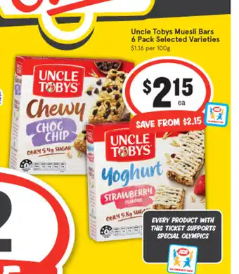 Uncle Toby's Muesli Bars 6 Pack