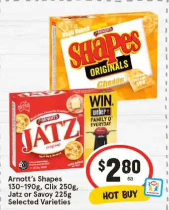 IGA Arnott's shapes jatz or savoy offer