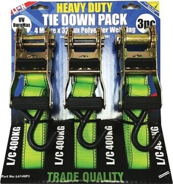 Lion 3Pk Heavy Duty Ratchet Tie Down Set