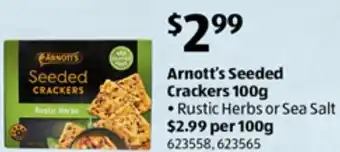 ALDI Arnott's Seeded Crackers offer