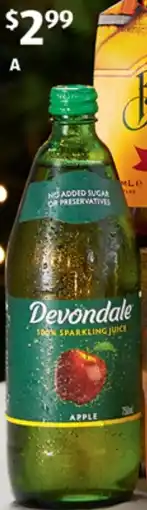 ALDI Devondale 100% Sparkling Apple Juice offer