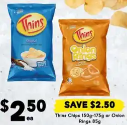 Drakes Thins Chips  or Onion Rings offer