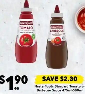 Drakes MasterFoods Standard Tomato or Barbecue Sauce offer