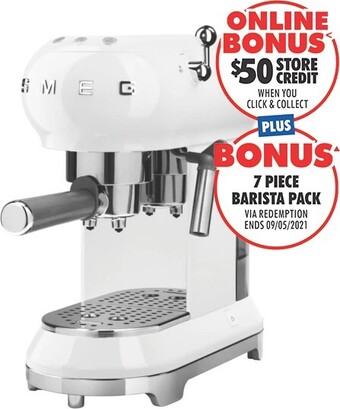 The Good Guys Smeg 50s Retro Style Coffee Machine - White offer