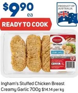 Foodland Ingham's Stuffed Chicken Breast Creamy Garlic offer