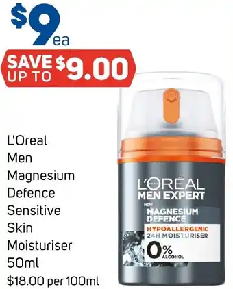 Foodland L'Oreal Men Magnesium Defence Sensitive Skin Moisturiser offer