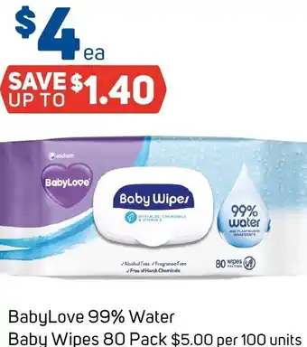 Foodland Baby Love 99% Water Baby Wipes offer