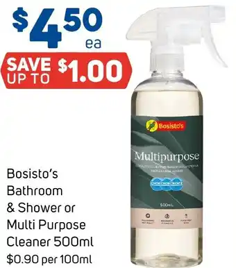 Foodland Bosisto's Bathroom & Shower or Multi Purpose Cleaner offer