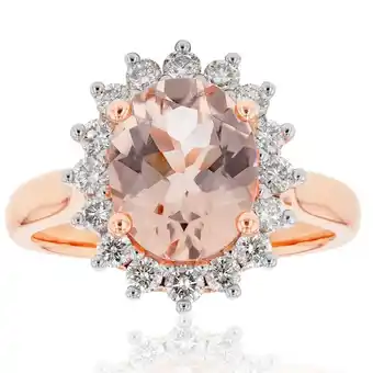 Grahams Jewellers 9ct rose gold 2.30 carat morganite and 1/2 carat diamond ring offer