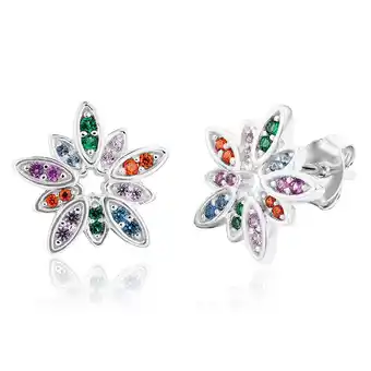 Grahams Jewellers Sterling silver rainbow multicolour cubic zirconia flower stud earrings offer
