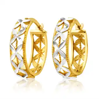 Grahams Jewellers 9ct yellow gold & white snowflake features hoop earrings offer