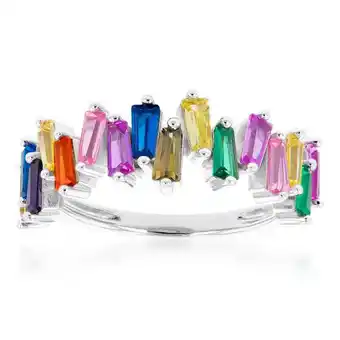 Sterling silver rainbow multicolour cubic zirconia ring