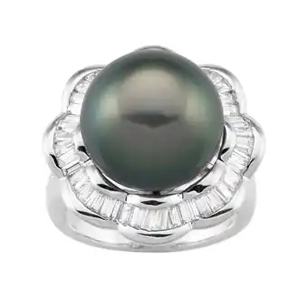 Grahams Jewellers Sterling silver tahitian pearl & zirconia ring offer