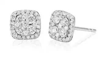 9ct white gold radiant diamond stud earrings
