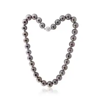 Tahitian 12-14mm graduated pearl strand with plain 9ct white gold clasp