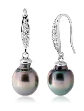 Grahams Jewellers Sterling silver tahitian pearl & zirconia drop earrings offer