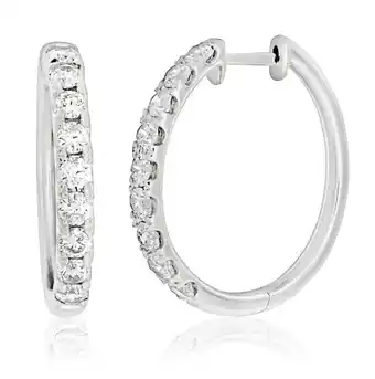 9ct white gold diamond hoop earrings