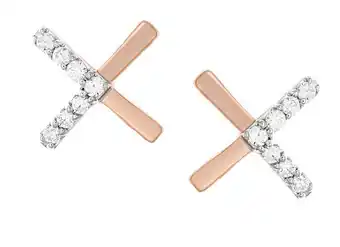 9ct rose gold 0.05 carat diamond earrings with 14 brilliant cut diamonds