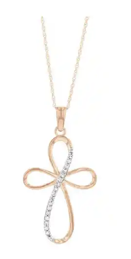 Grahams Jewellers Signature diamond cross pendant on chain in 9ct rose gold offer
