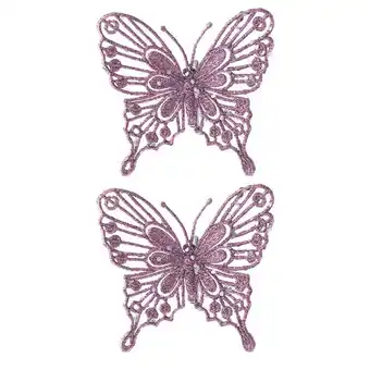 Harris Scarfe Soren 2pc butterfly ornament pink offer