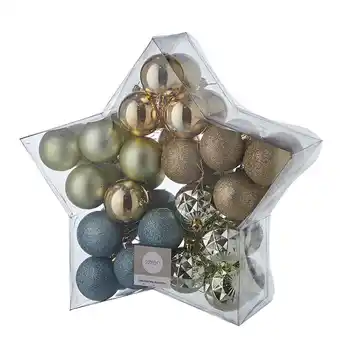 Harris Scarfe Soren 40pc 6cm bauble in star gold offer
