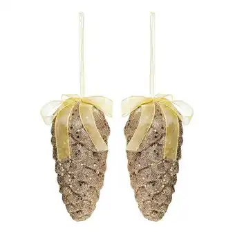 Harris Scarfe Soren 2pc pinecone ornament champagne offer