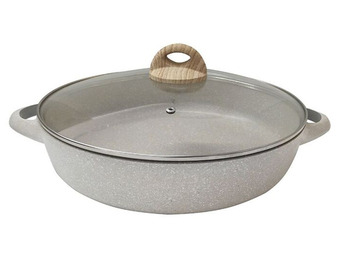Smith+nobel white granite die cast 32cm low casserole