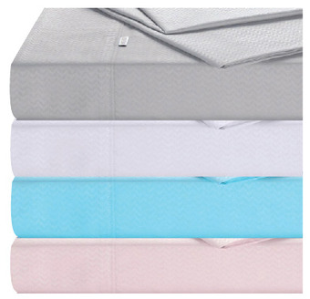 Harris Scarfe Soren chevron embossed microfibre sheet set qb offer