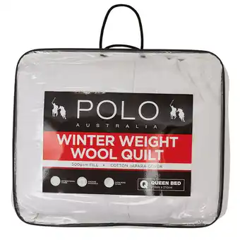Harris Scarfe Polo 500gsm washable wool quilt qb offer