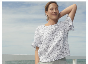 Khoko collection linen ruffle sleeve top