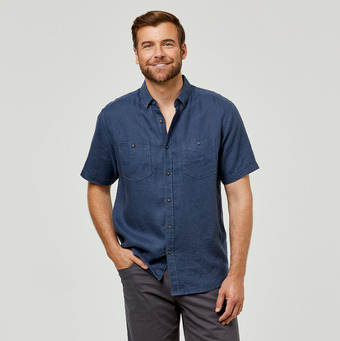 Harris Scarfe J.c. lanyon nash solid linen short sleeve shirt offer