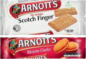 IGA Arnott’s Scotch Finger or Cream Biscuits 200-250g Selected Varieties offer