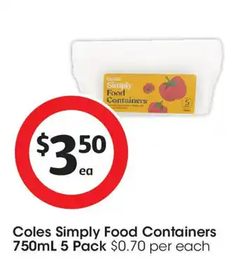 Coles Coles Simply Food Containers offer