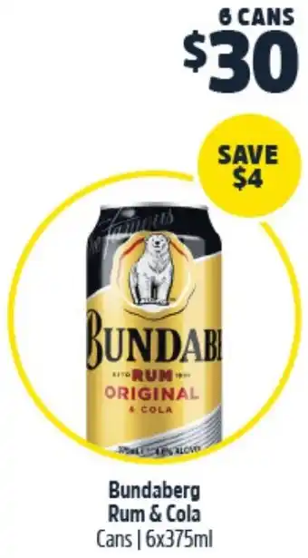 Woolworths Bundaberg Rum & Cola Cans offer