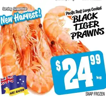 Farmer Jack's Pacife reef large cooked black tiger prawns offer