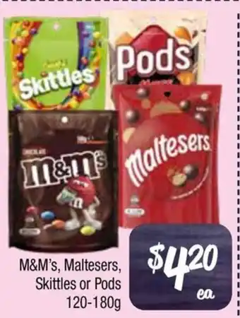 Farmer Jack's M&M's, Maltesers, Skittles or Pods offer