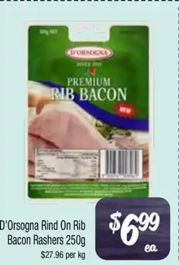 Farmer Jack's D'Orsogna Rind On Rib Bacon Rashers offer